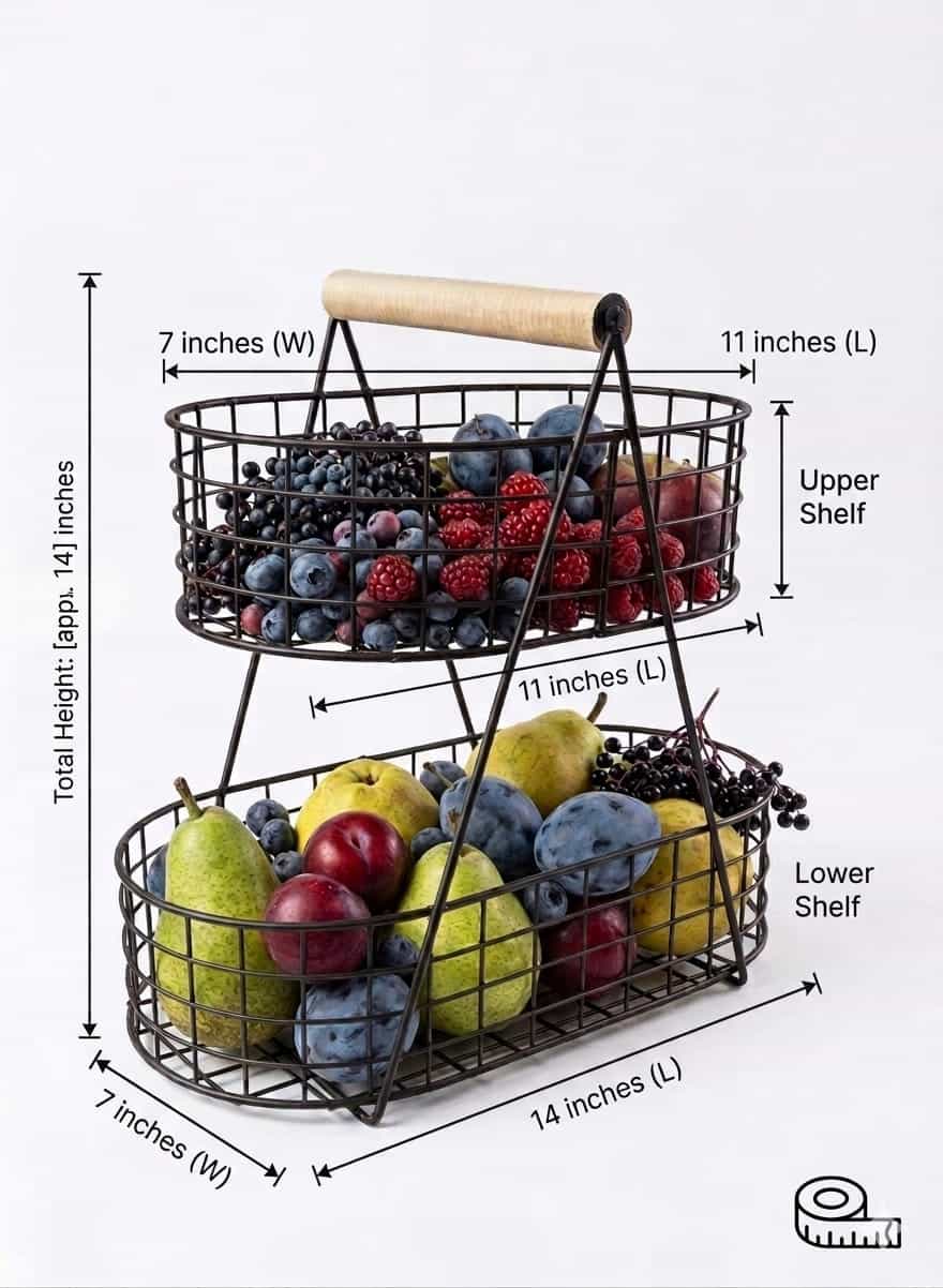 2 tier oval shaped fruit basket
