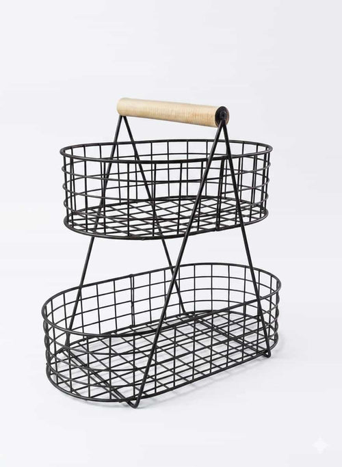 2 tier oval shaped fruit basket