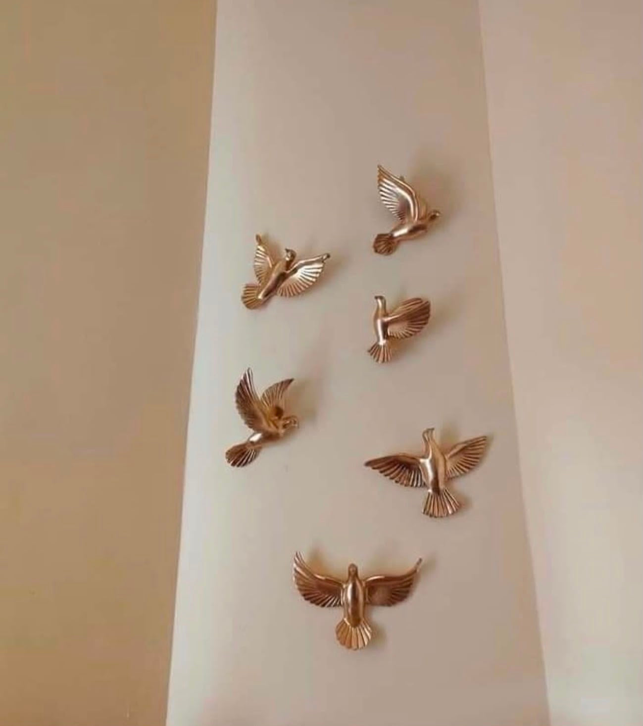 Wall hanging bird set of 6 (golden)