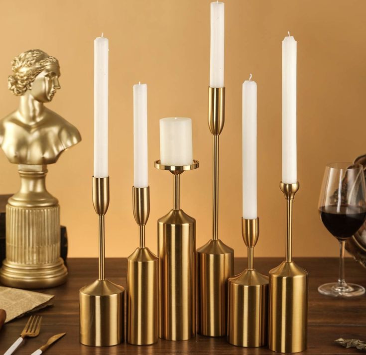Brass coated 6 pcs candle stand
